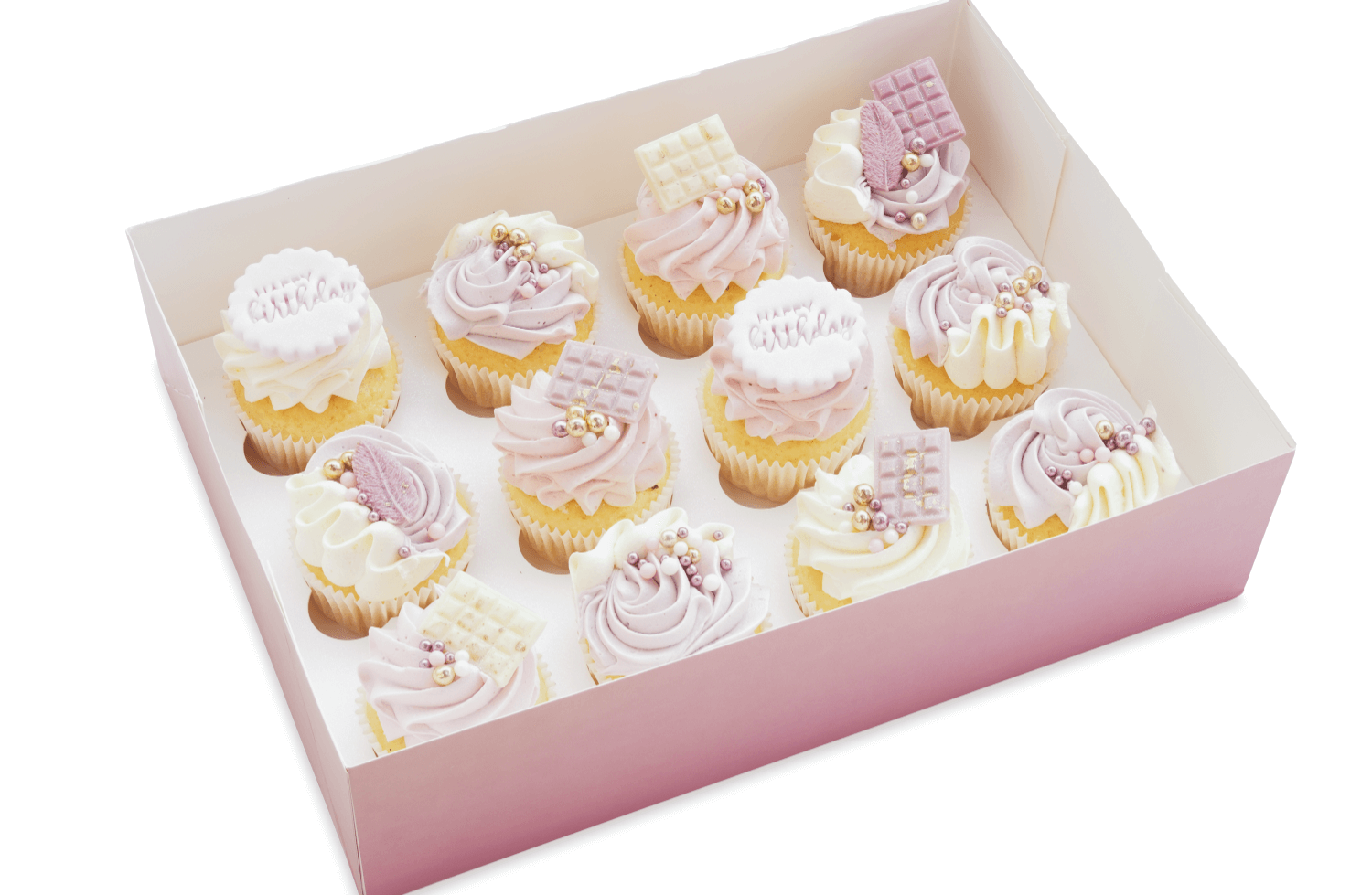 Cakes by Hancock - Happy Birthday Pink Cupcakes 12 pk