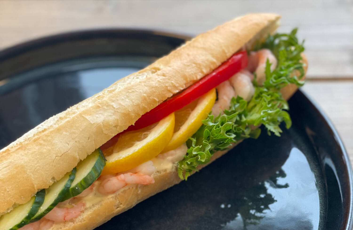 Westre bakeri - Baguette med reker og mango chutney