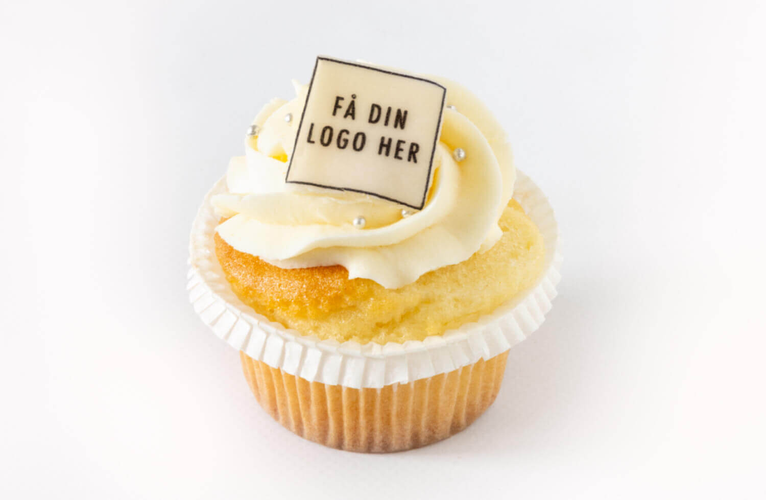 Bergen Kantinetjeneste - Vaniljecupcake med bilde/logo