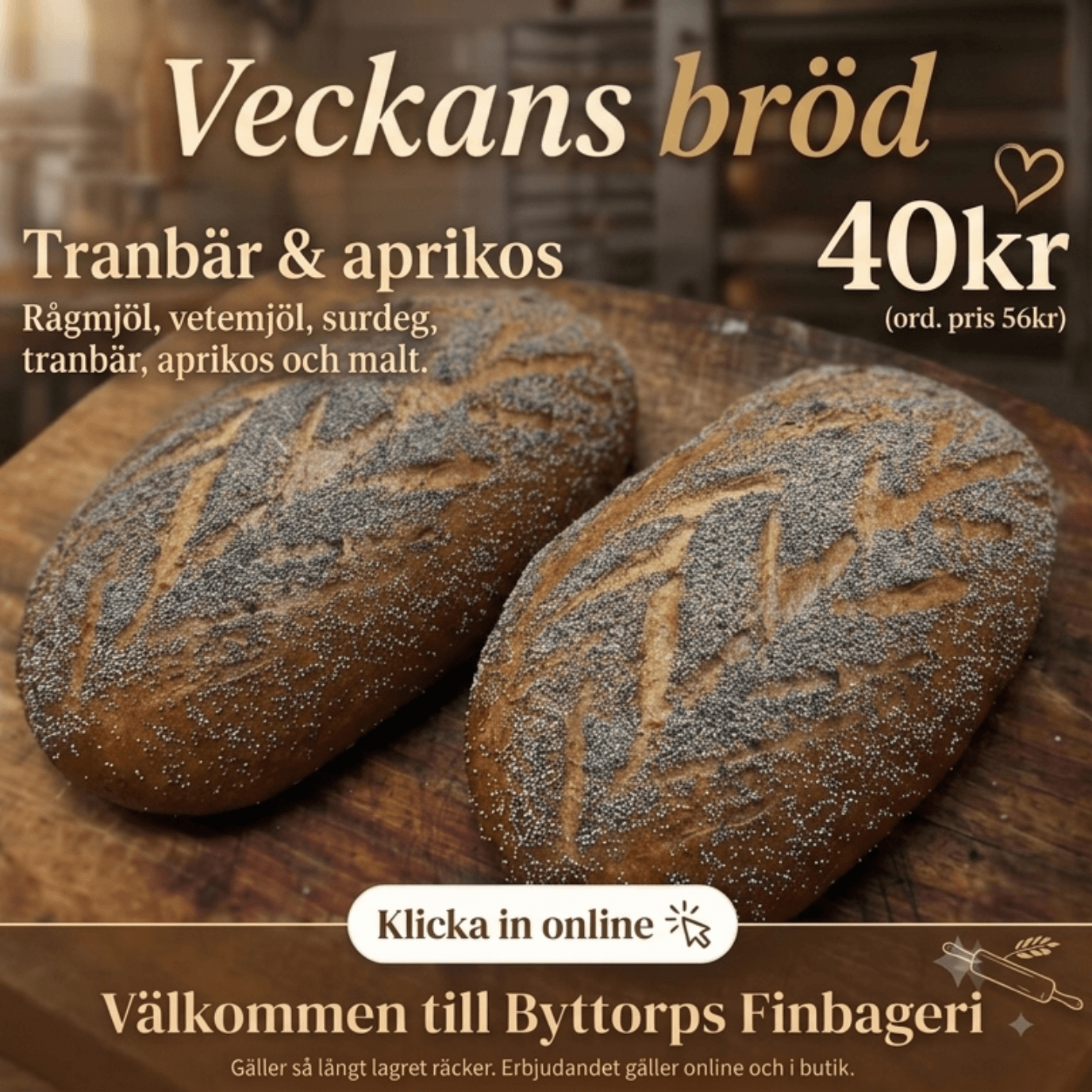 Byttorps Finbageri - Tranbär och aprikos