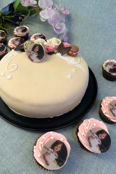 Bodø bakeri - Konfirmasjonspakke marsipankake + cupcakes